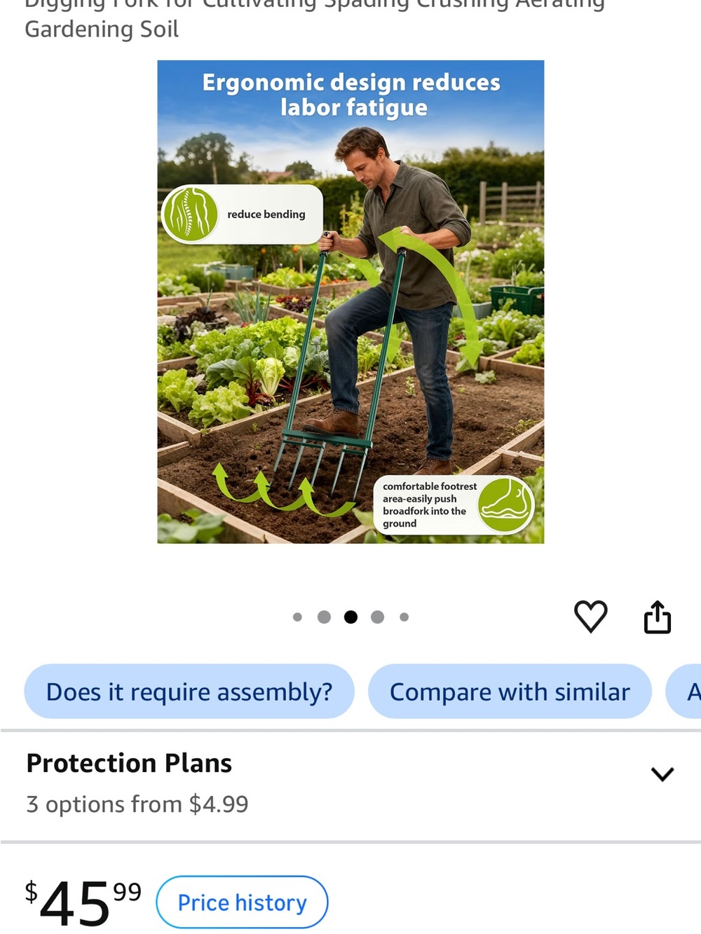 Ergonomic Broadfork Soil Aerator - Green